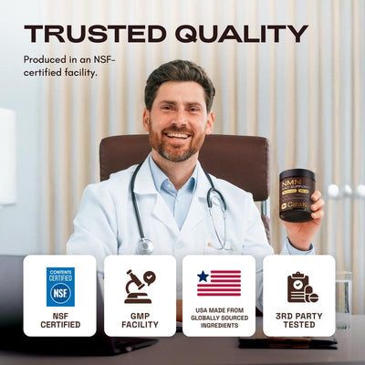 NMN Supplement, Quercetin, TMG, Resveratrol — Supports Cellular Energy & NAD+ Levels