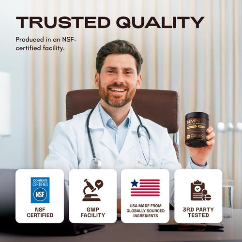 NMN Supplement, Quercetin, TMG, Resveratrol — Supports Cellular Energy & NAD+ Levels